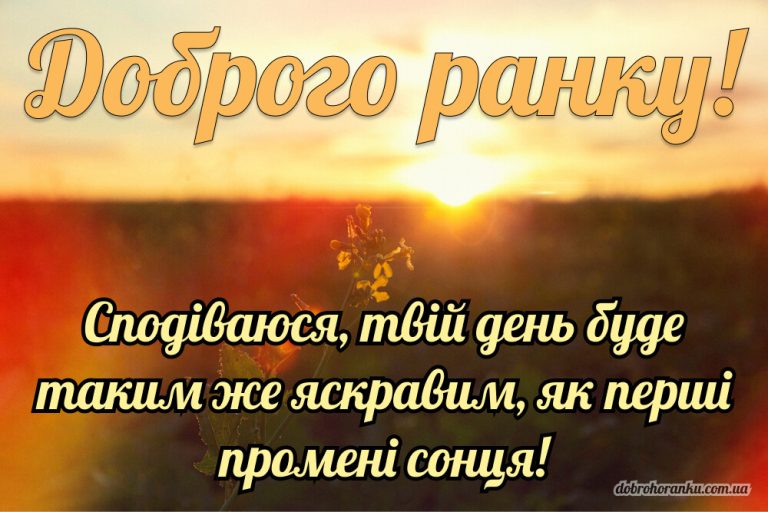 Доброго ранку. Сподіваюся, твій день буде таким же яскравим, як перші промені сонця