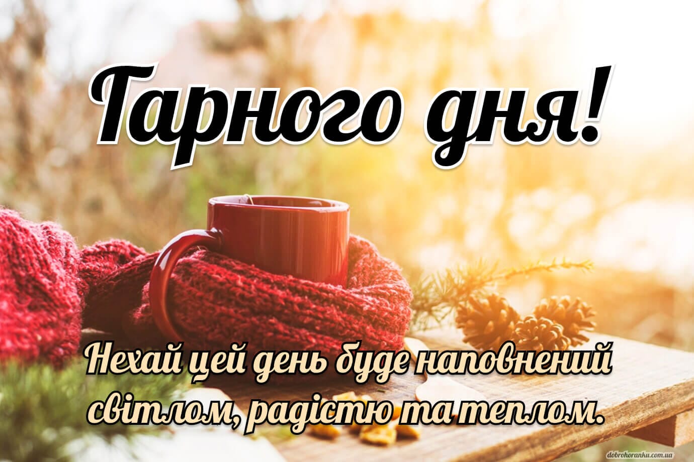 Гарного дня. Нехай цей день буде наповнений світлом, радістю та теплом. Позитивні побажання доброго ранку