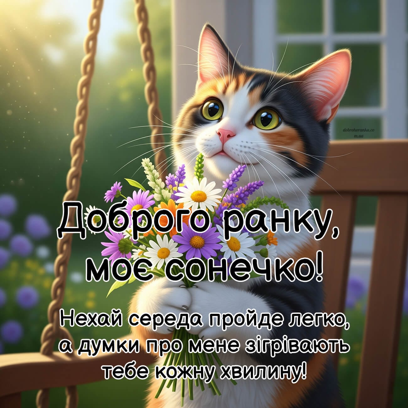 Доброго ранку, середи, картинка для коханої чи коханого. Нехай середа пройде легко, а думки про мене зігрівають тебе кожну хвилину