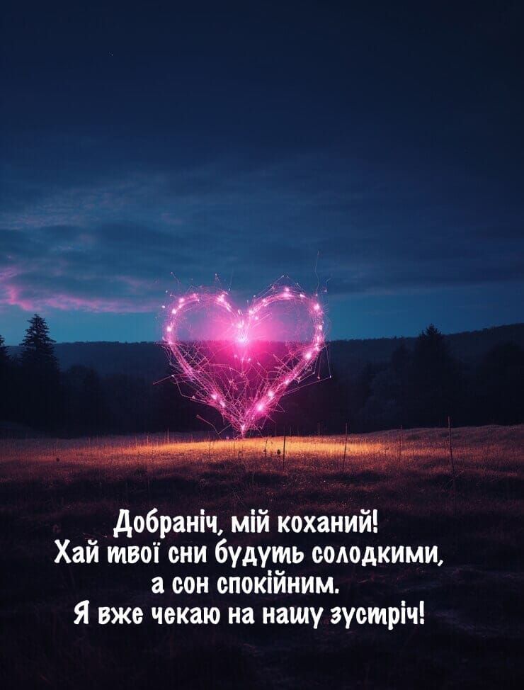 Добраніч, мій коханий! Листівка з теплим побажанням солодких снів